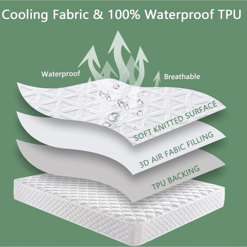Premium 100% Waterproof Mattress Protector California King Size, Breathable B...